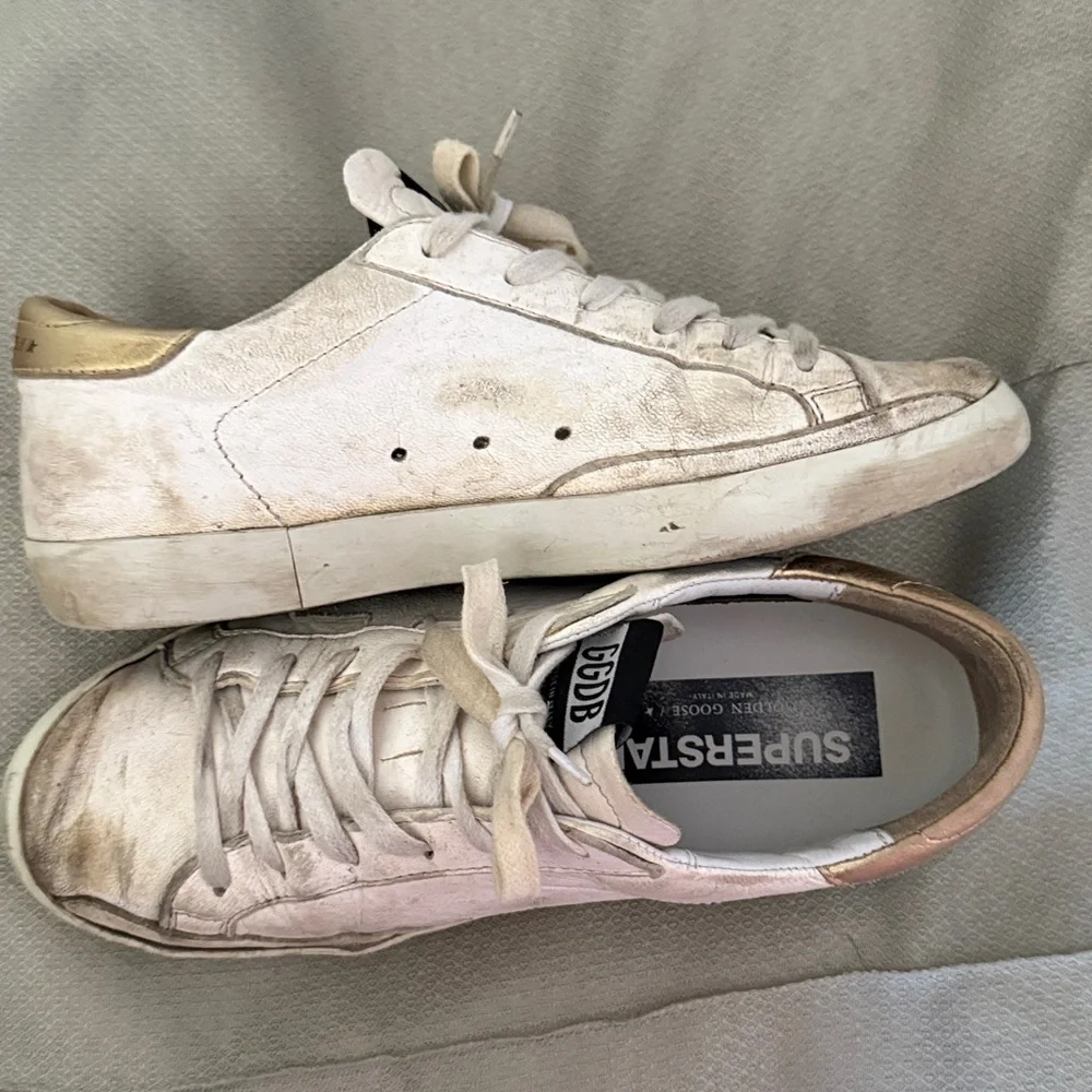 Golden Goose White and Gold Sneakers - Size 38 - Picture 12 of 13